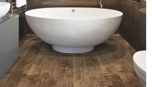 vinyl flooring installed in modern bathroom